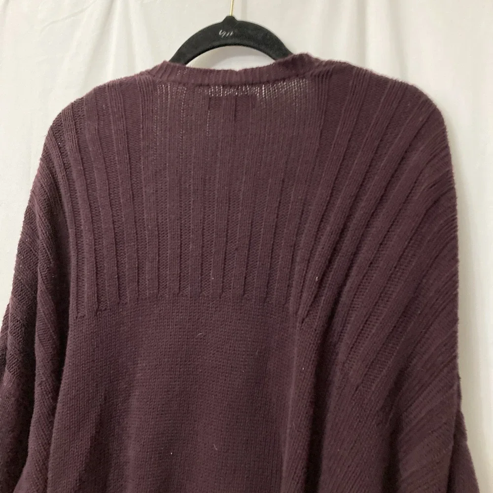 American Eagle Oversized Fit Maroon Open Front Long Sleeve Short Cardigan - SZ L